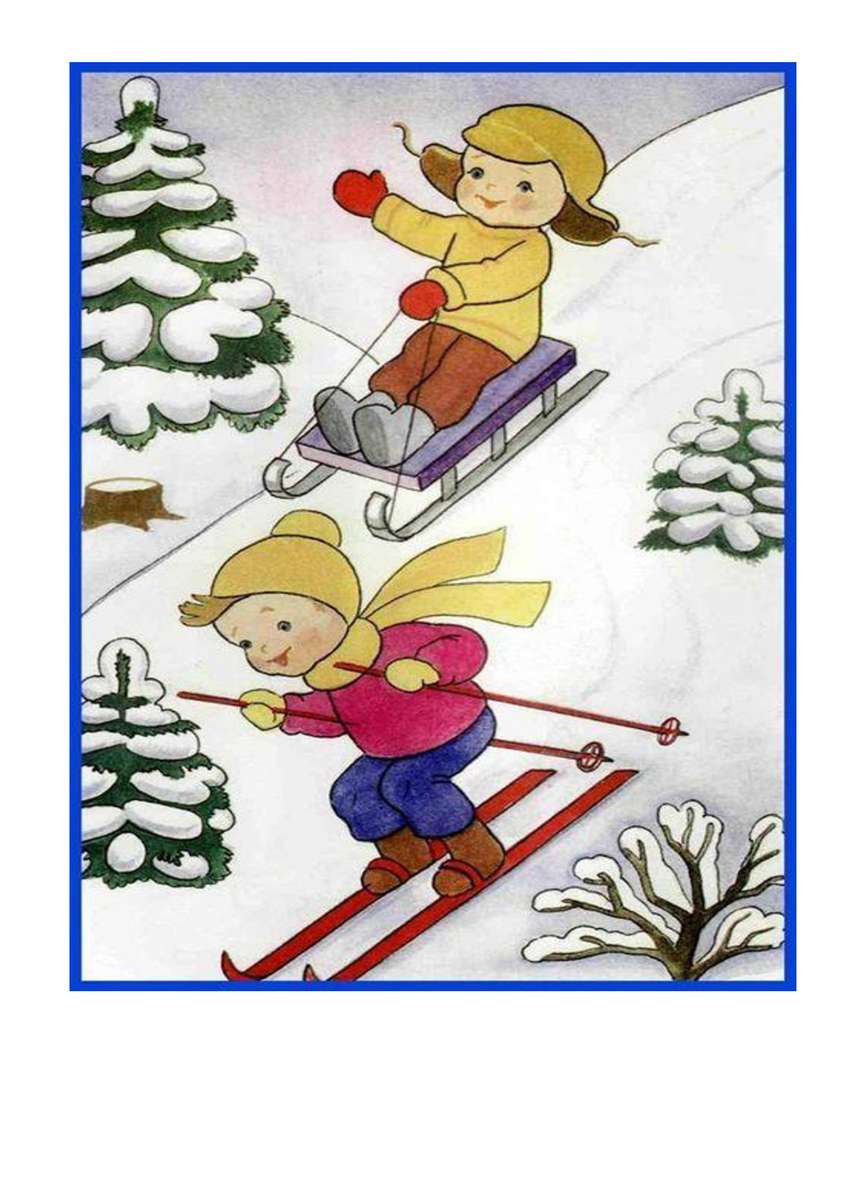 Na neve com skis puzzle online
