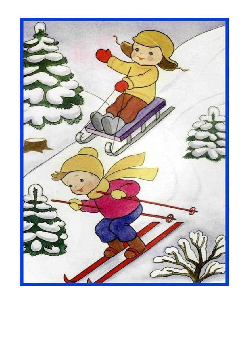 Dans la neige avec des skis puzzle en ligne