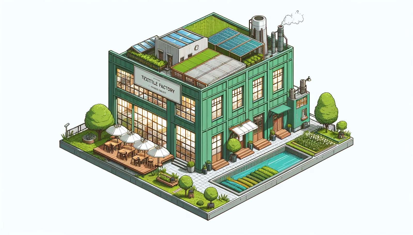 Зелена фабрика онлайн пъзел от снимка