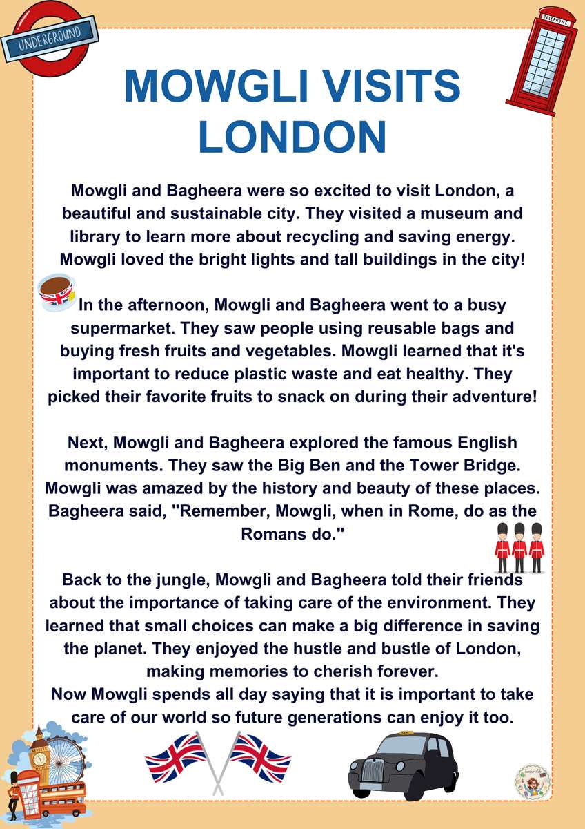 モーグリ、ロンドンを訪問 写真からオンラインパズル