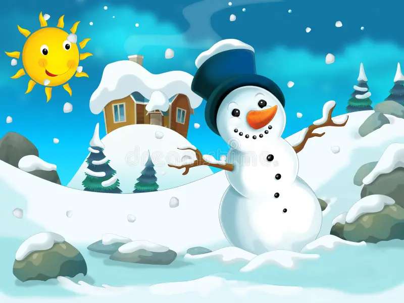 Sneeuwman en zon online puzzel