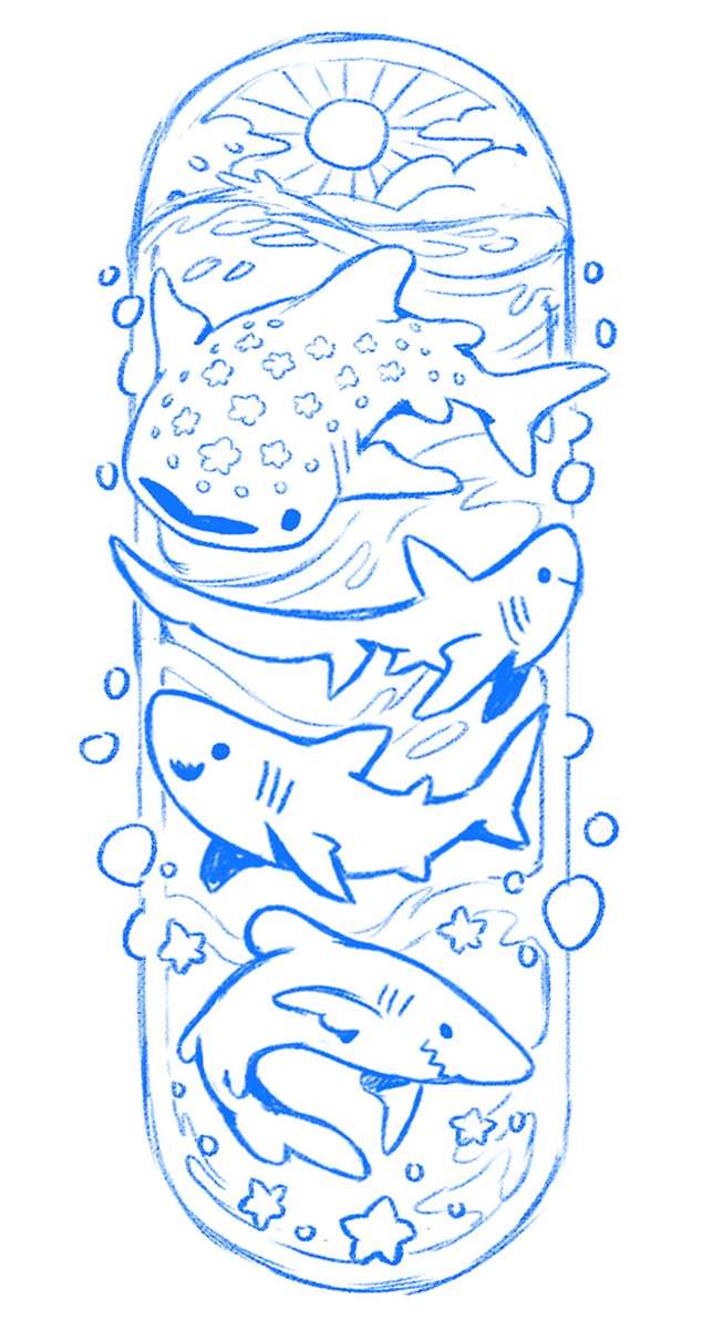 魚アートの青い線 オンラインパズル