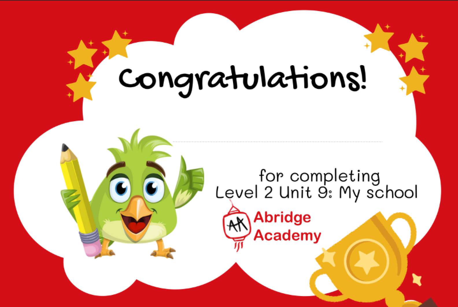 Certificate for My School unit puzzle online from photo