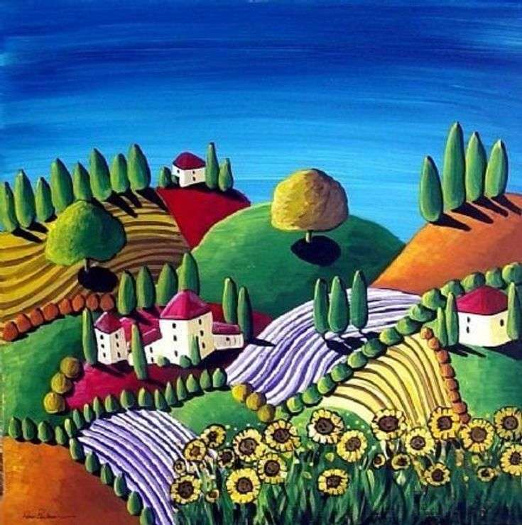 Paisaje toscano puzzle online a partir de foto