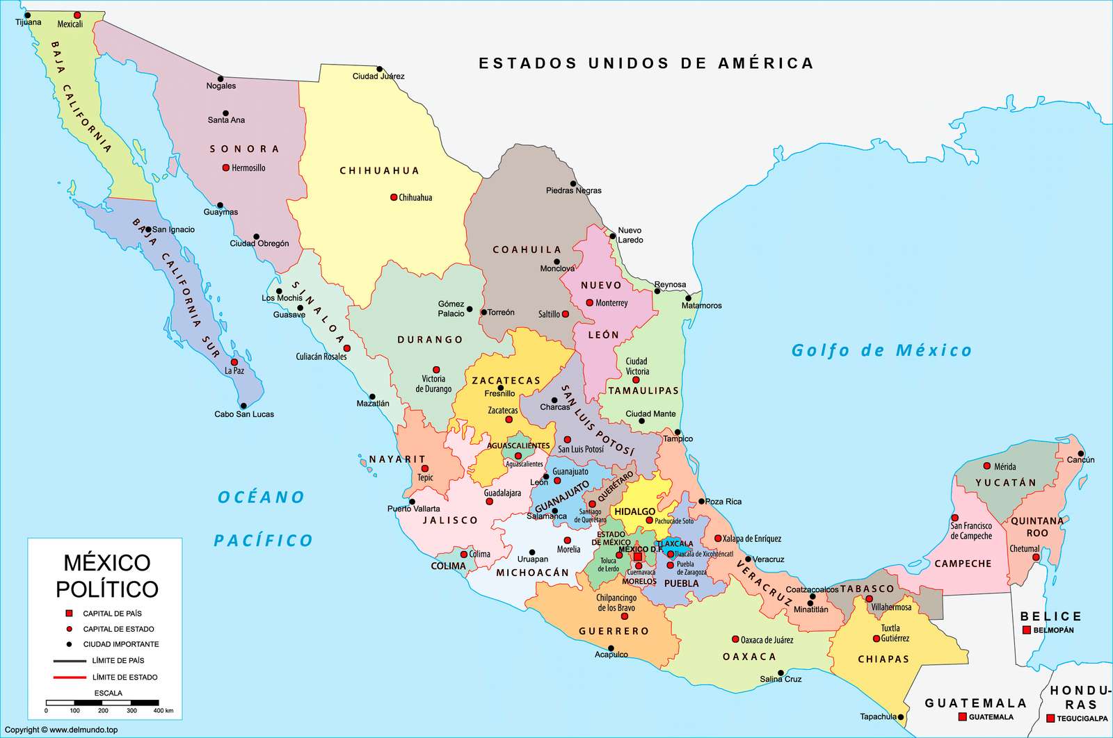 Mapa México com nomes puzzle online