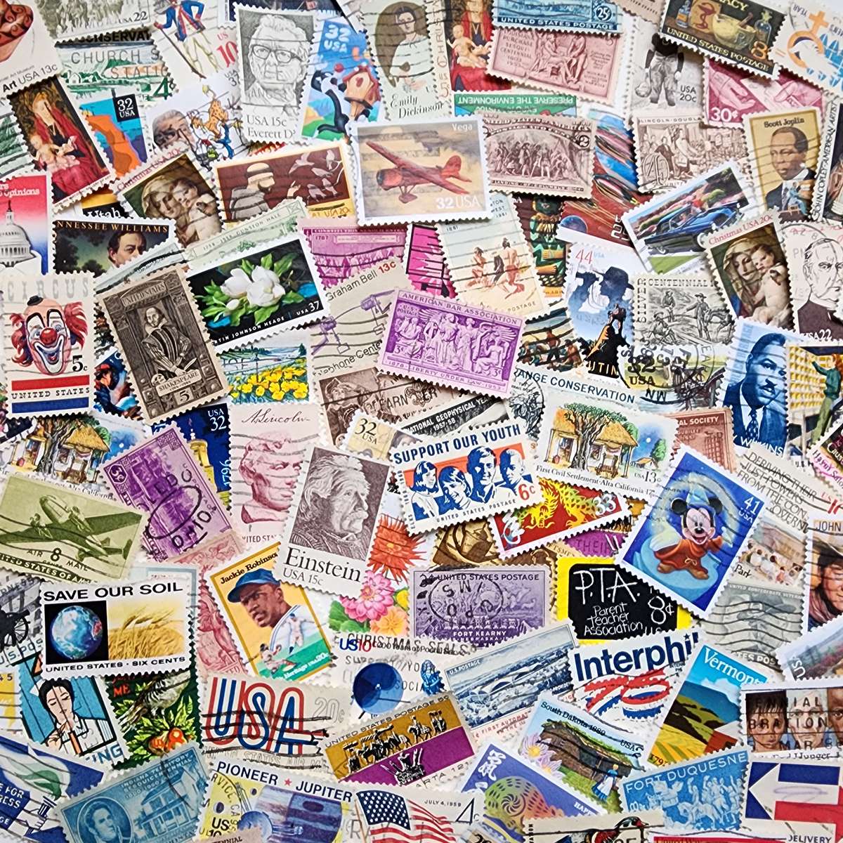 timbre comemorative ale SUA puzzle online din fotografie