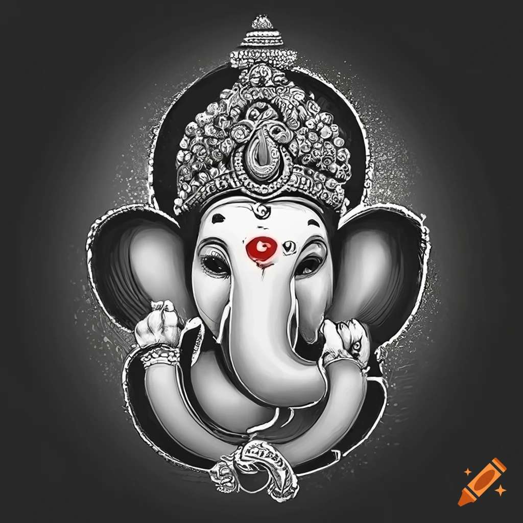 GANESHA BLACK AND WHITE puzzle online from photo