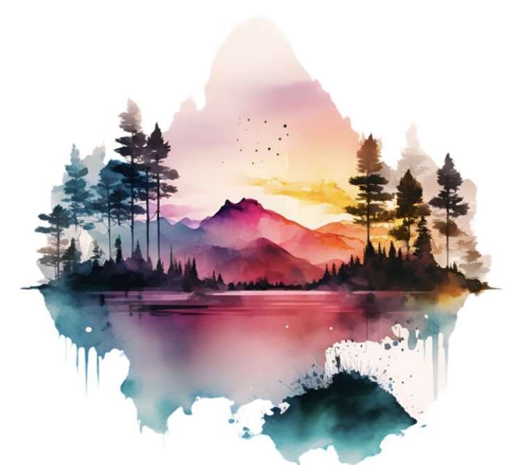 Mountains and trees puzzle online from photo