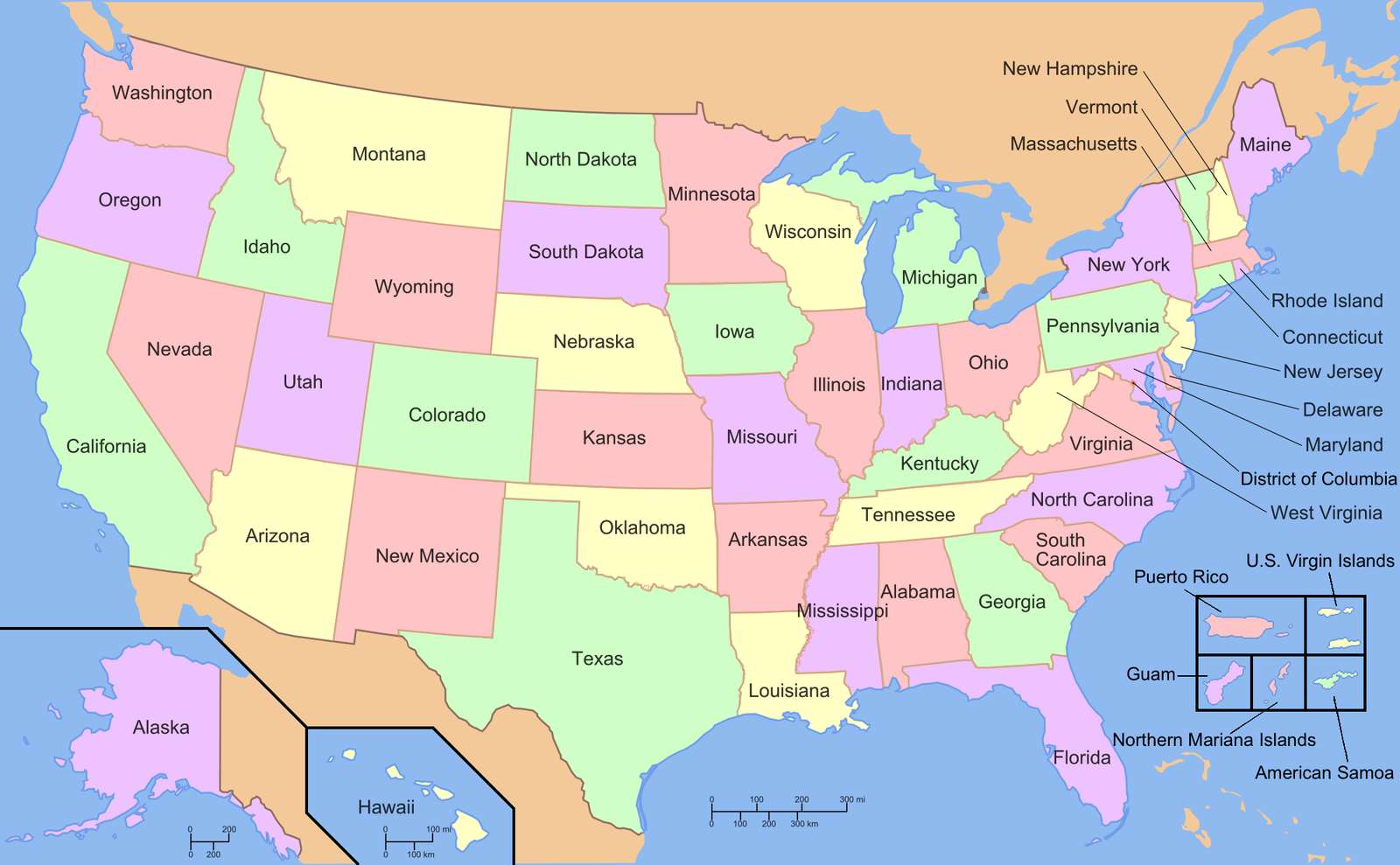 USA státy online puzzle