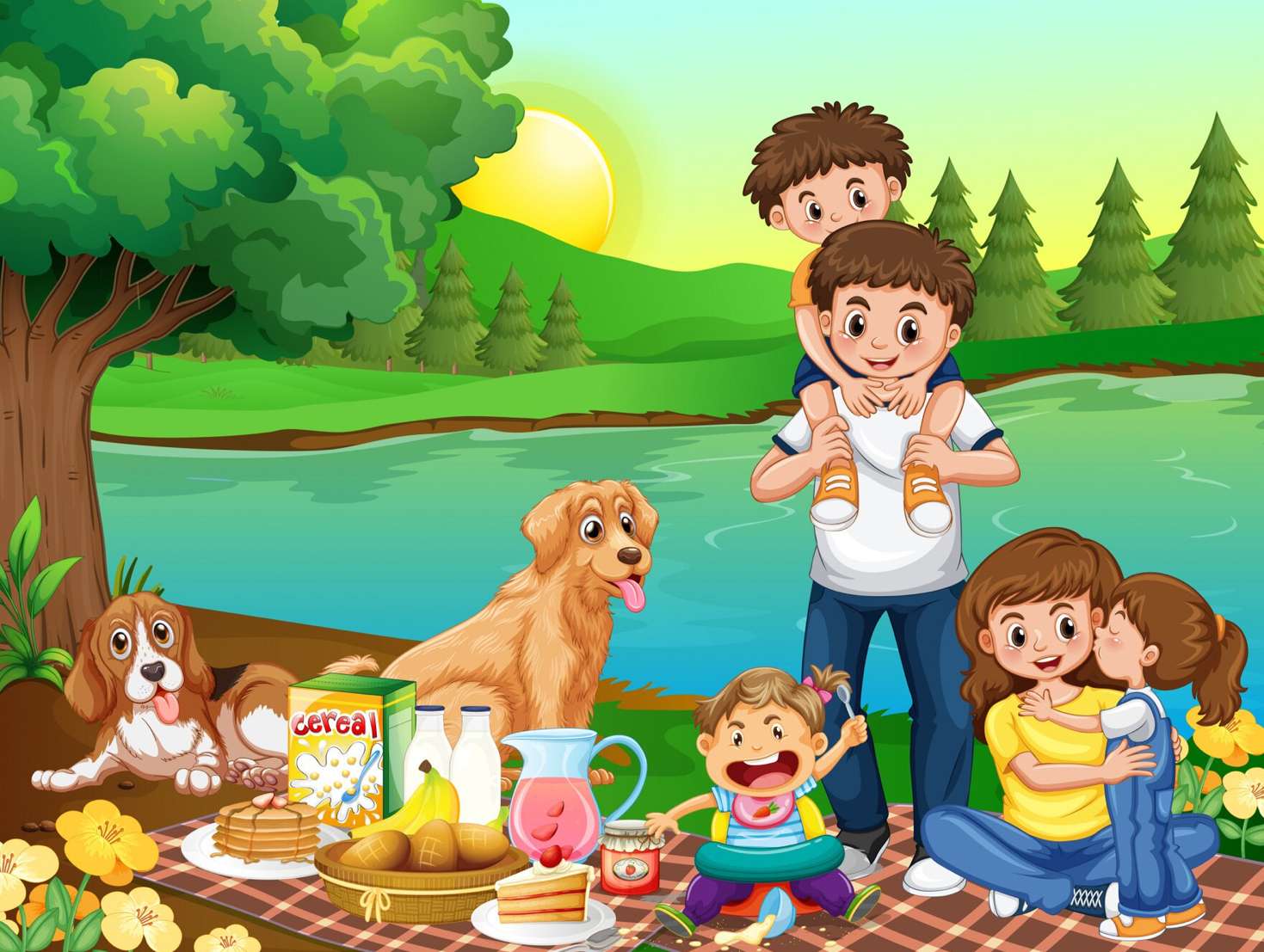 Famiglia in montagna puzzle online