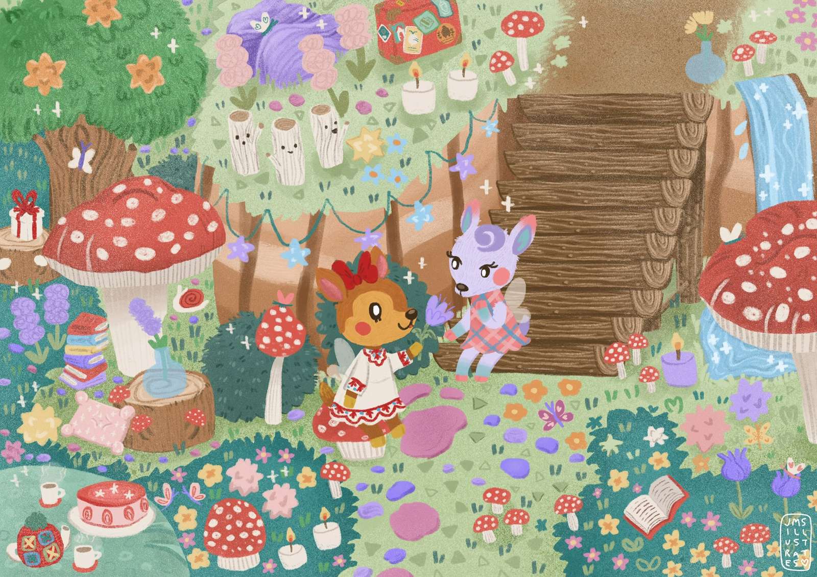 Faune et Diana Art (Animal Crossing New Horizon) puzzle en ligne à partir d'une photo