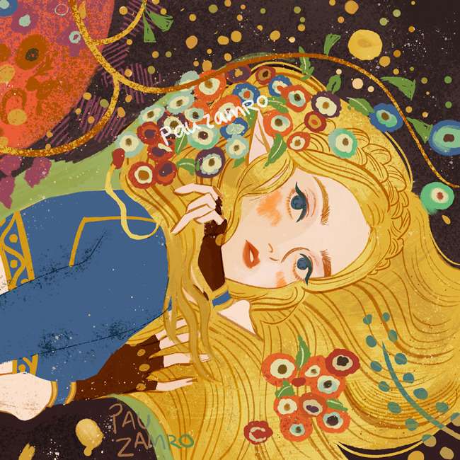 Zelda Illustration (Inspired by Gustav Klimt) online puzzle