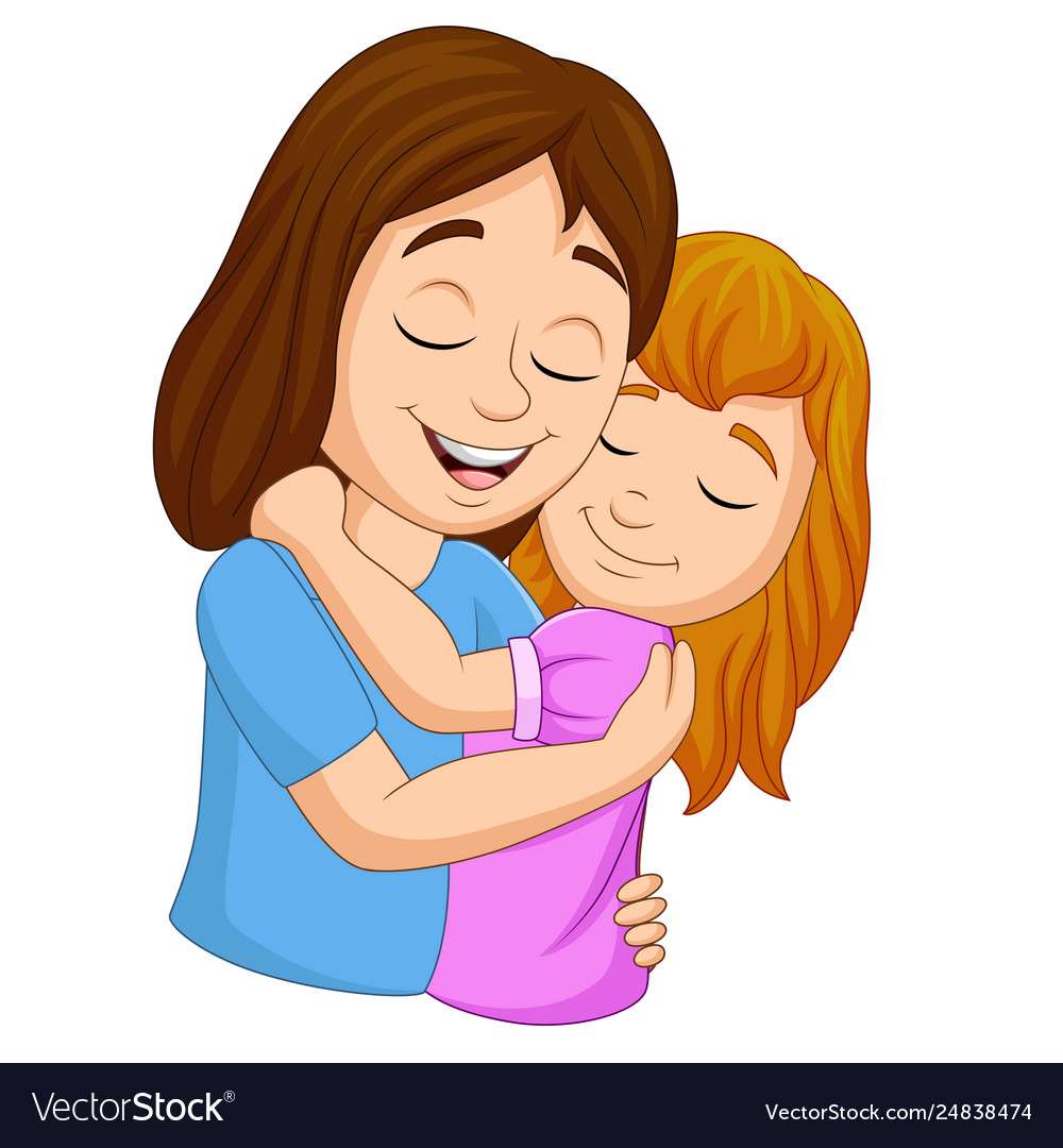 mamma dotter kramar pussel online från foto