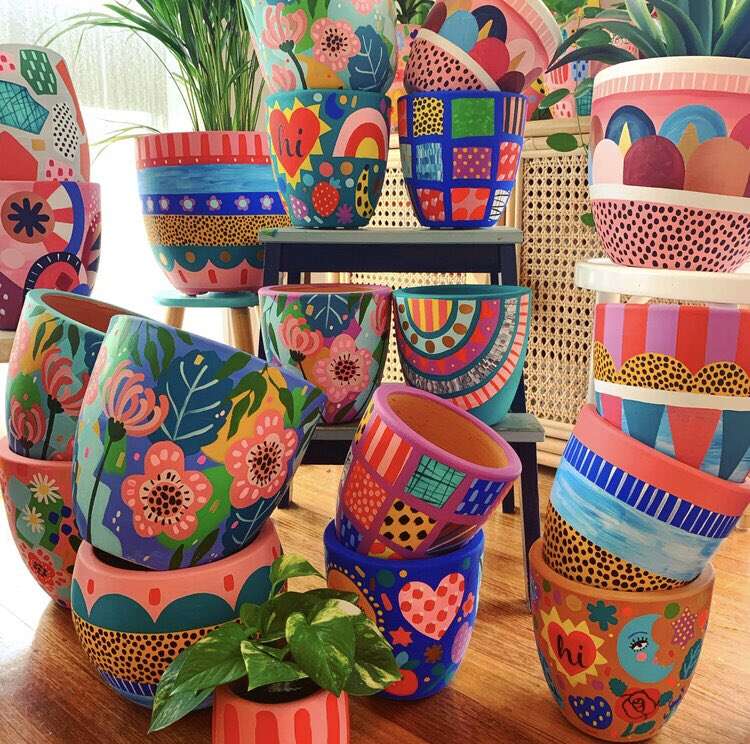 Coleção de vasos coloridos para plantas puzzle online