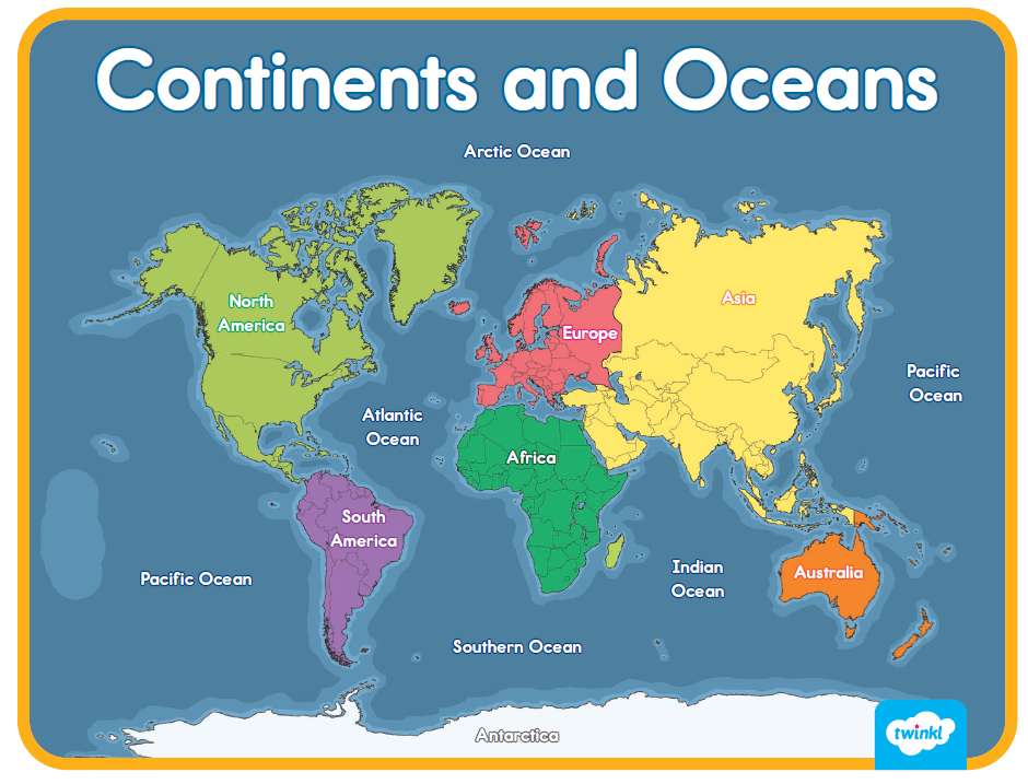 Continentes e Oceanos puzzle online a partir de fotografia