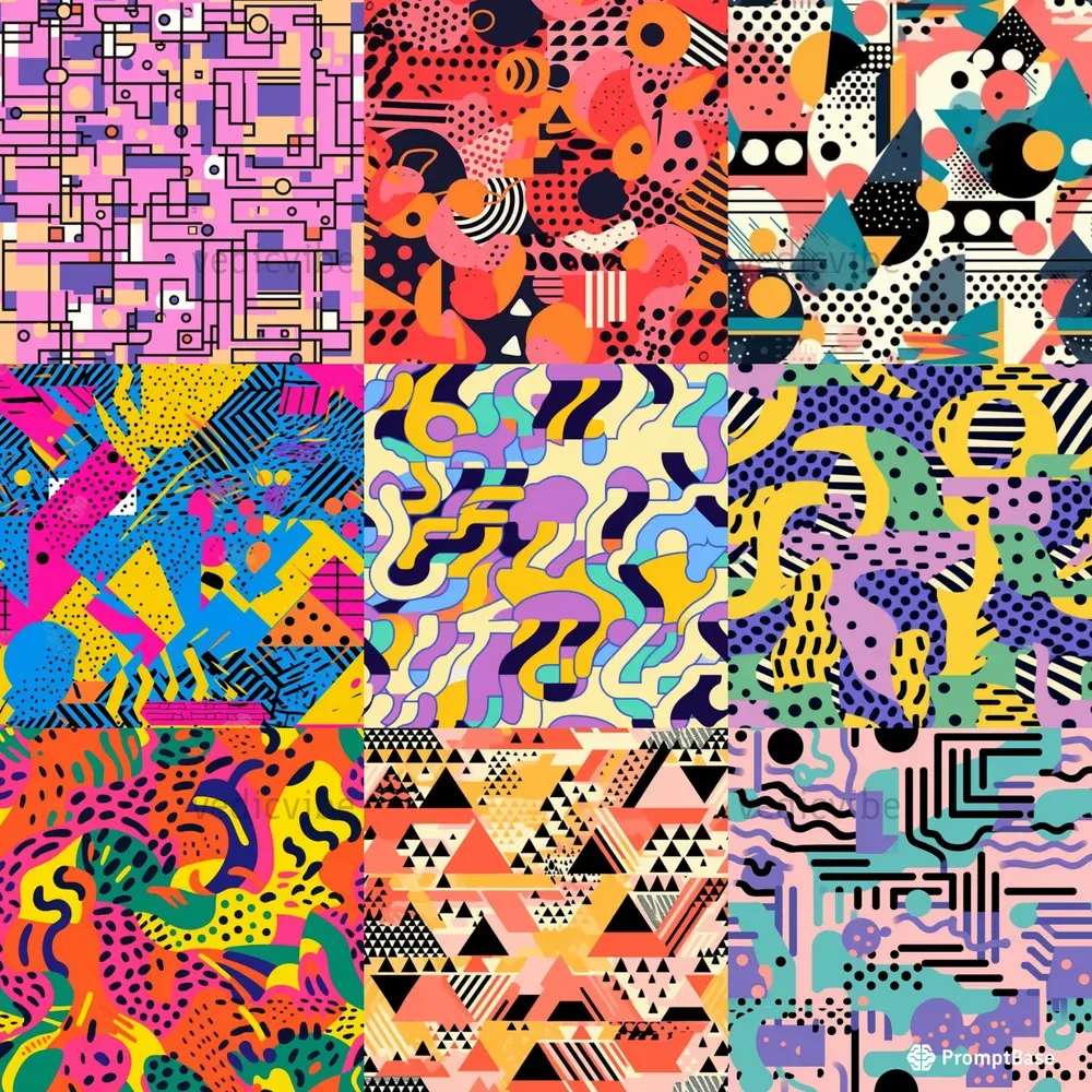 Mutige geometrische Muster der 80er Jahre Online-Puzzle