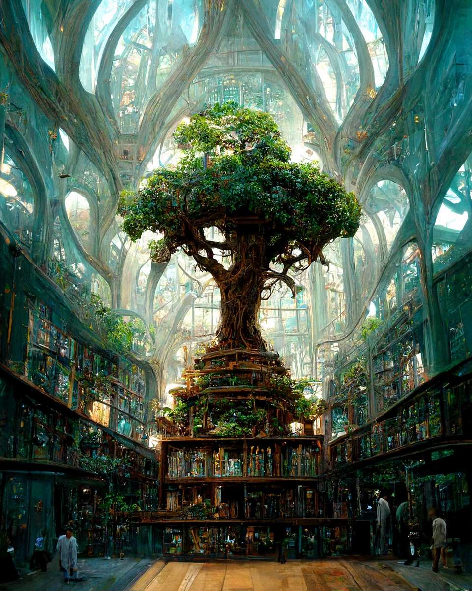 Δέντρο βιβλιοθήκης παζλ online από φωτογραφία