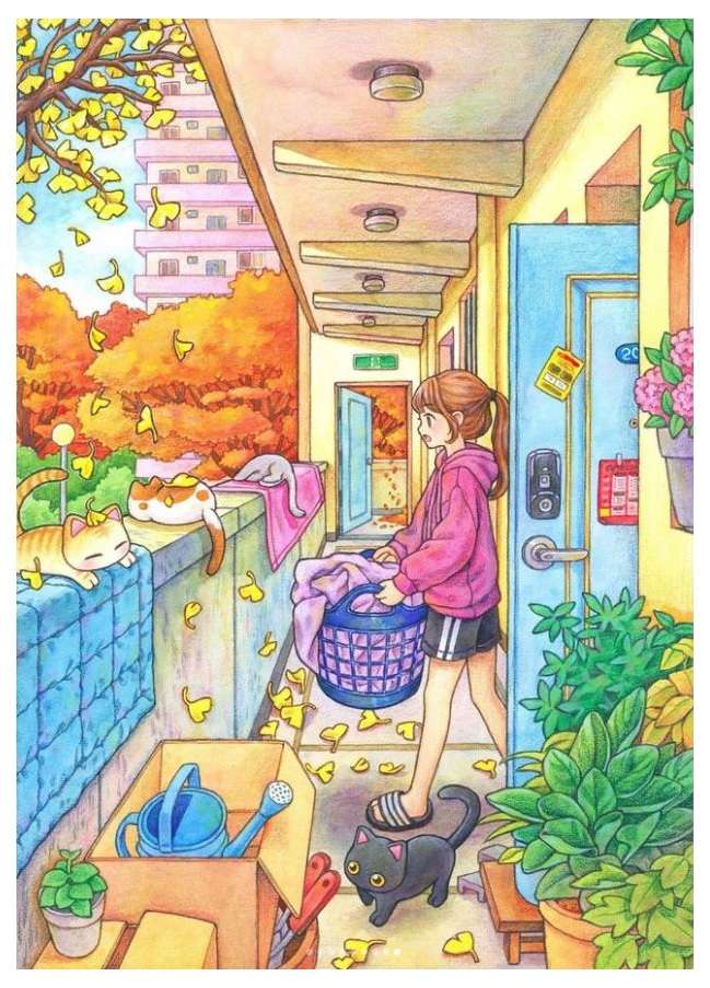''Journée de lessive'' Illustration par ROWON puzzle en ligne à partir d'une photo