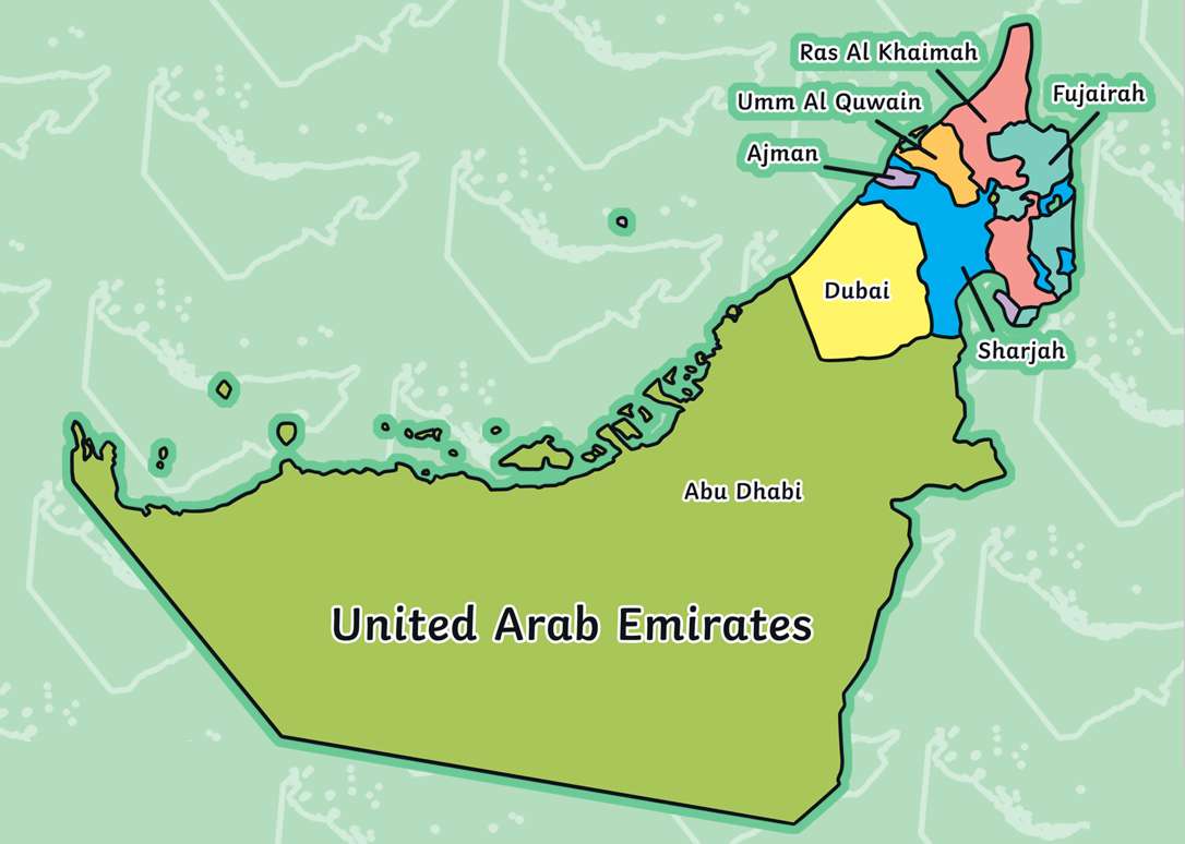 Mapa Spojených Arabských Emirátů yu online puzzle