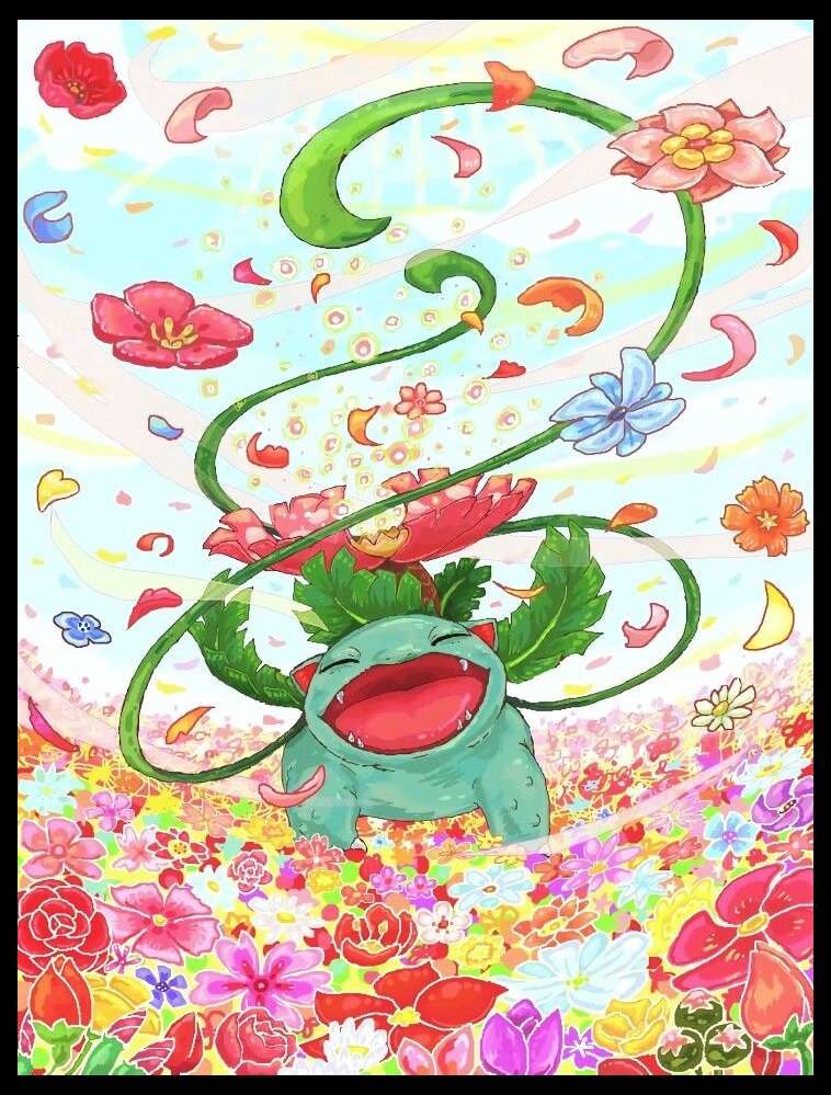 Happy Ivysaur - Flowers in the wind online puzzle
