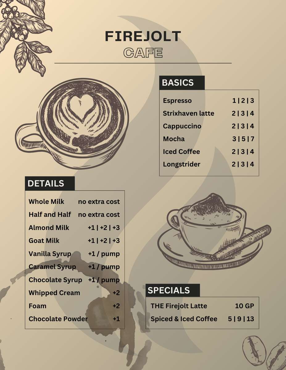 Кафе меню онлайн пъзел от снимка