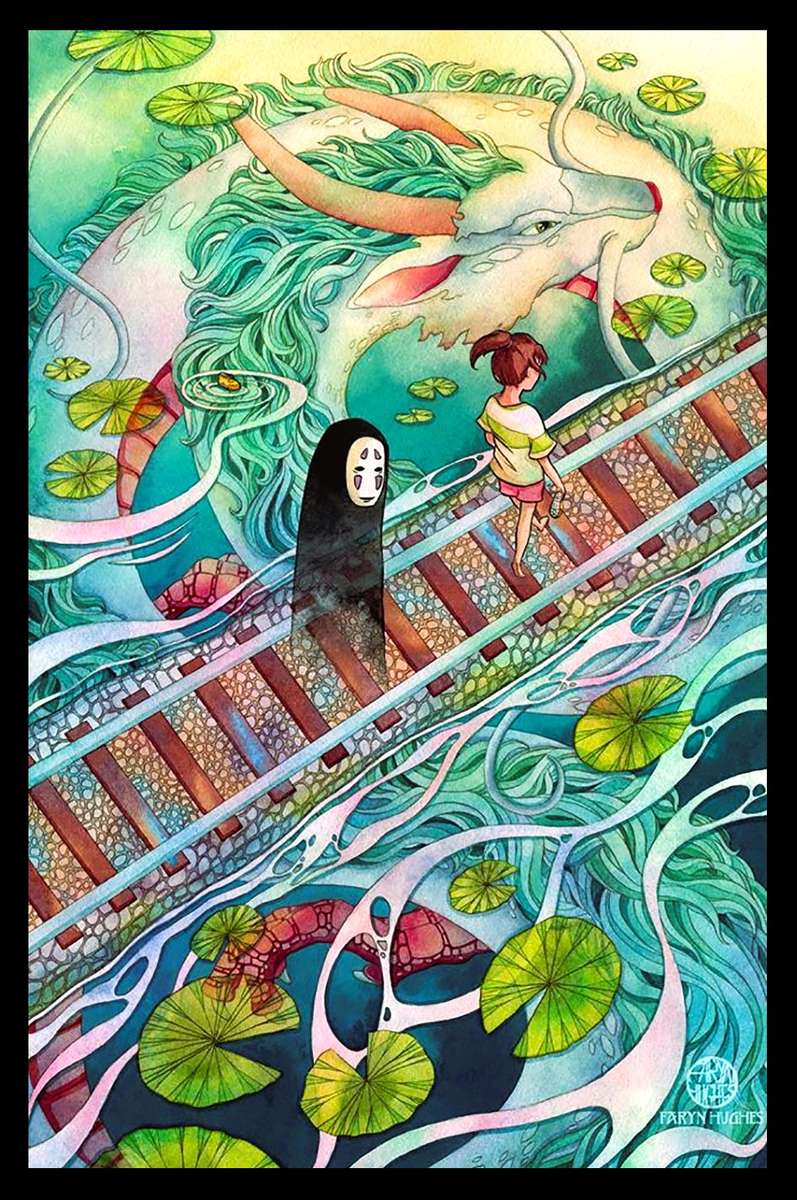 Spirited Away Train Tracks Illustration puzzle online from photo
