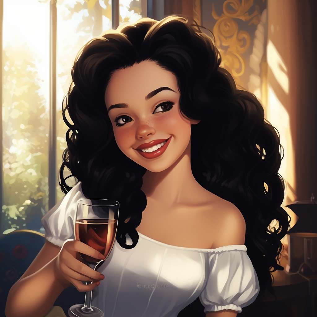 Woman with a glass of wine puzzle online from photo