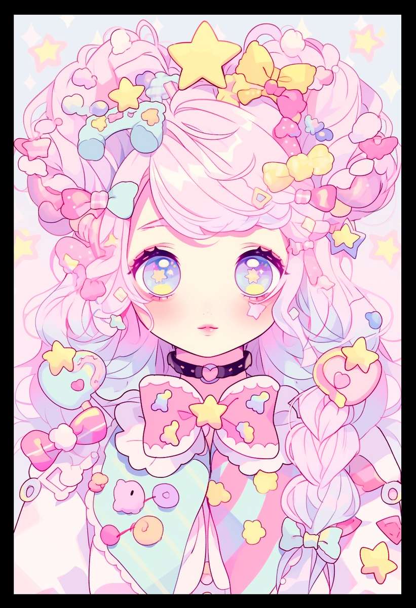 Kawaii roztomilý Candy Girl ilustrace online puzzle