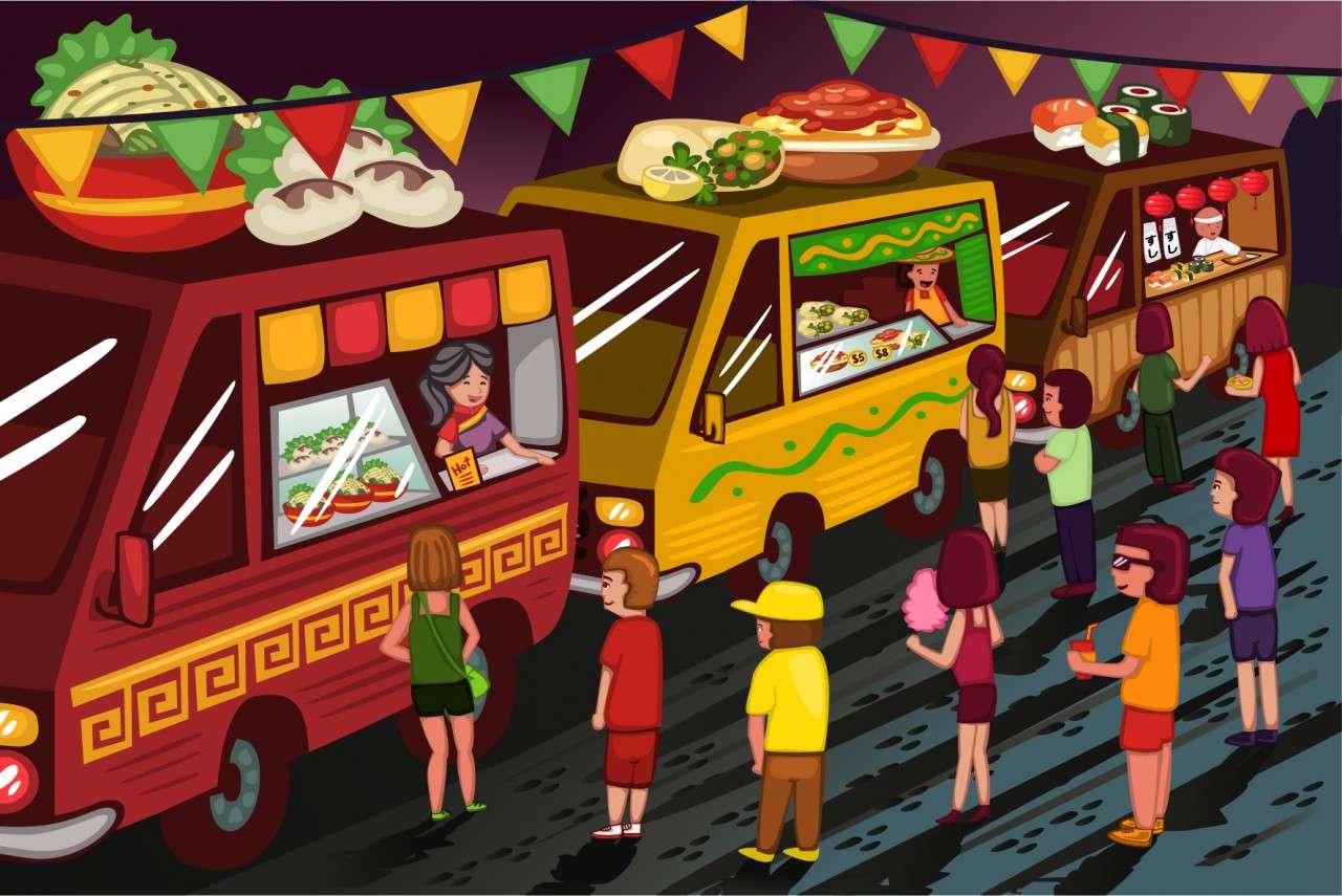 ¡Fiesta de camiones de comida! puzzle online a partir de foto