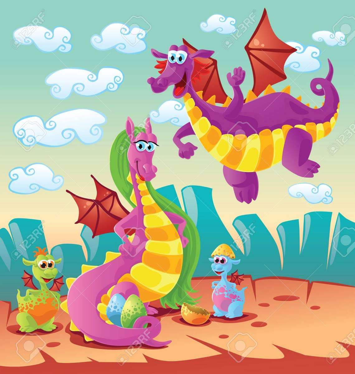 famille de dragons puzzle en ligne