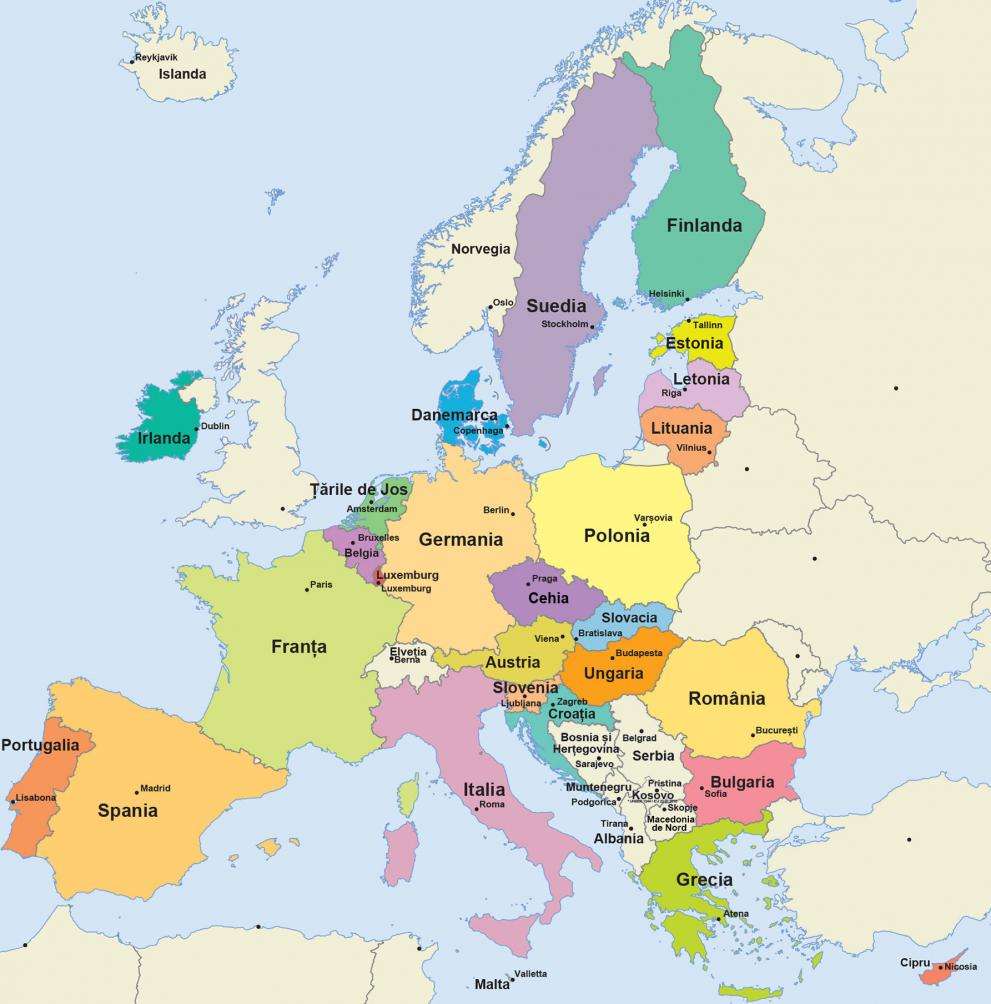 Harta Uniunii Europeane онлайн пъзел
