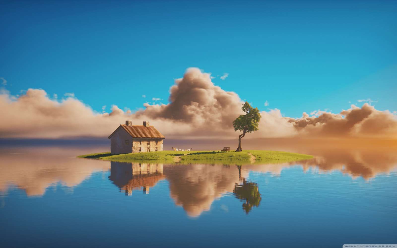 Insel mit einem Haus Online-Puzzle vom Foto