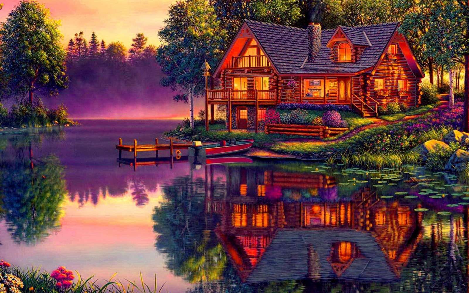 Lake Cabin Wallpapers online puzzle