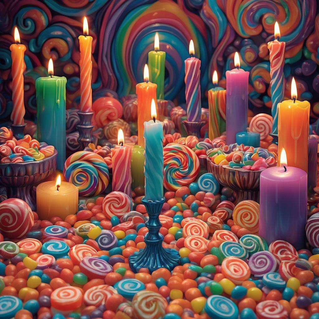 Kerzen und Süßigkeiten Online-Puzzle