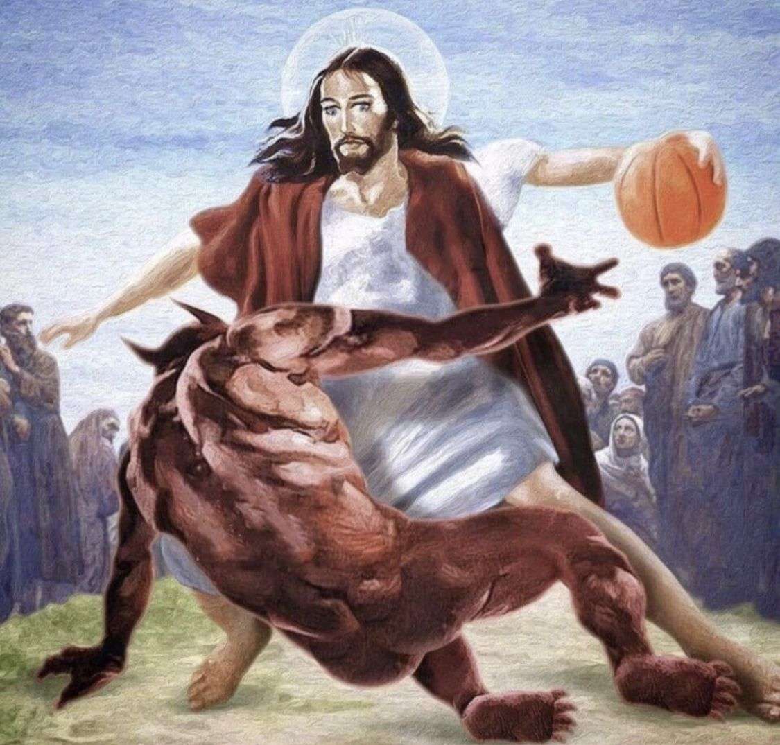 Jesus bassketball puzzle online from photo