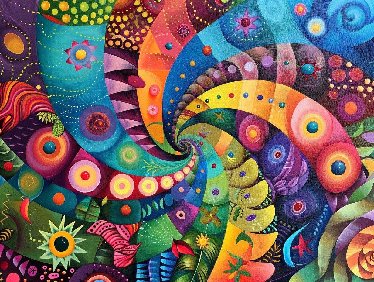 Spiral colorful puzzle online from photo