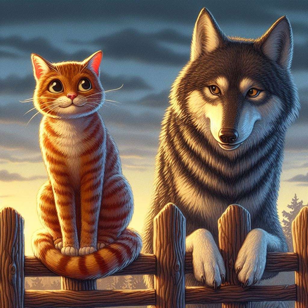 Vlk a kočka online puzzle
