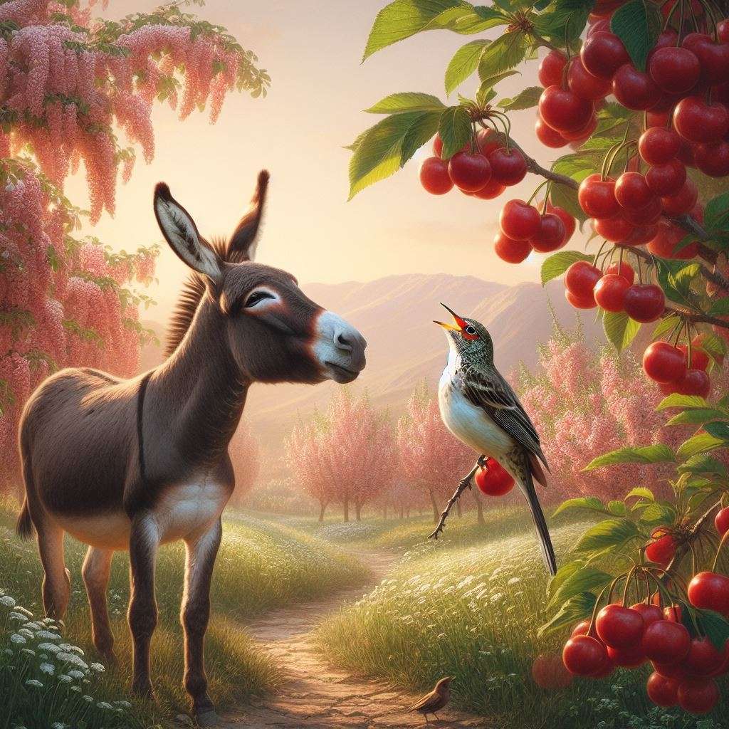 "The Donkey and the Nightingale" puzzle online from photo