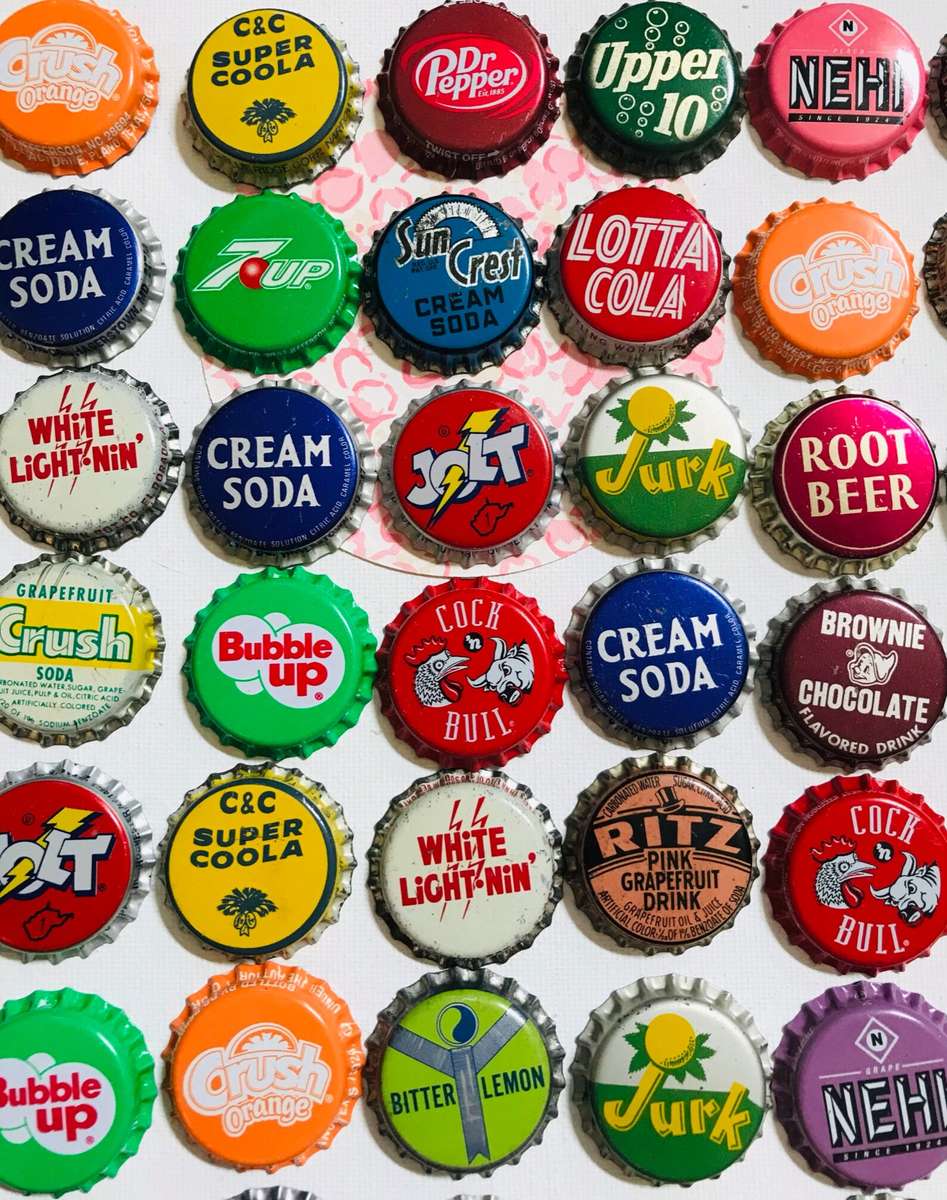 collection of soda lids puzzle online from photo