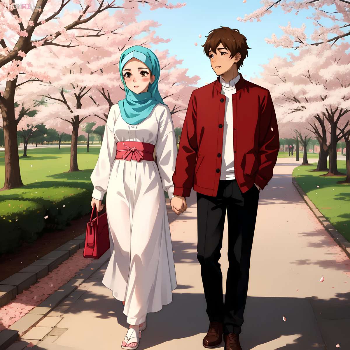 Couple walking in the park online puzzle