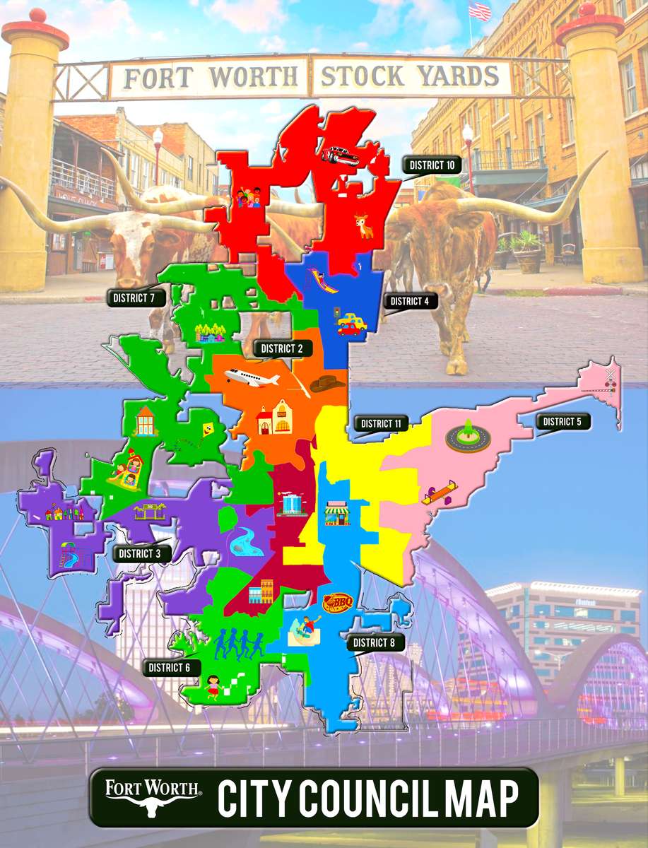 Cartes puzzle de Fort Worth puzzle en ligne à partir d'une photo