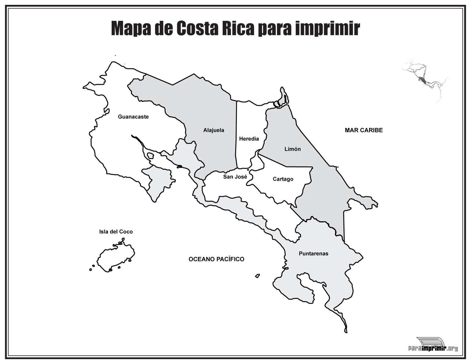 Mapa de Costa Rica rompecabezas en línea
