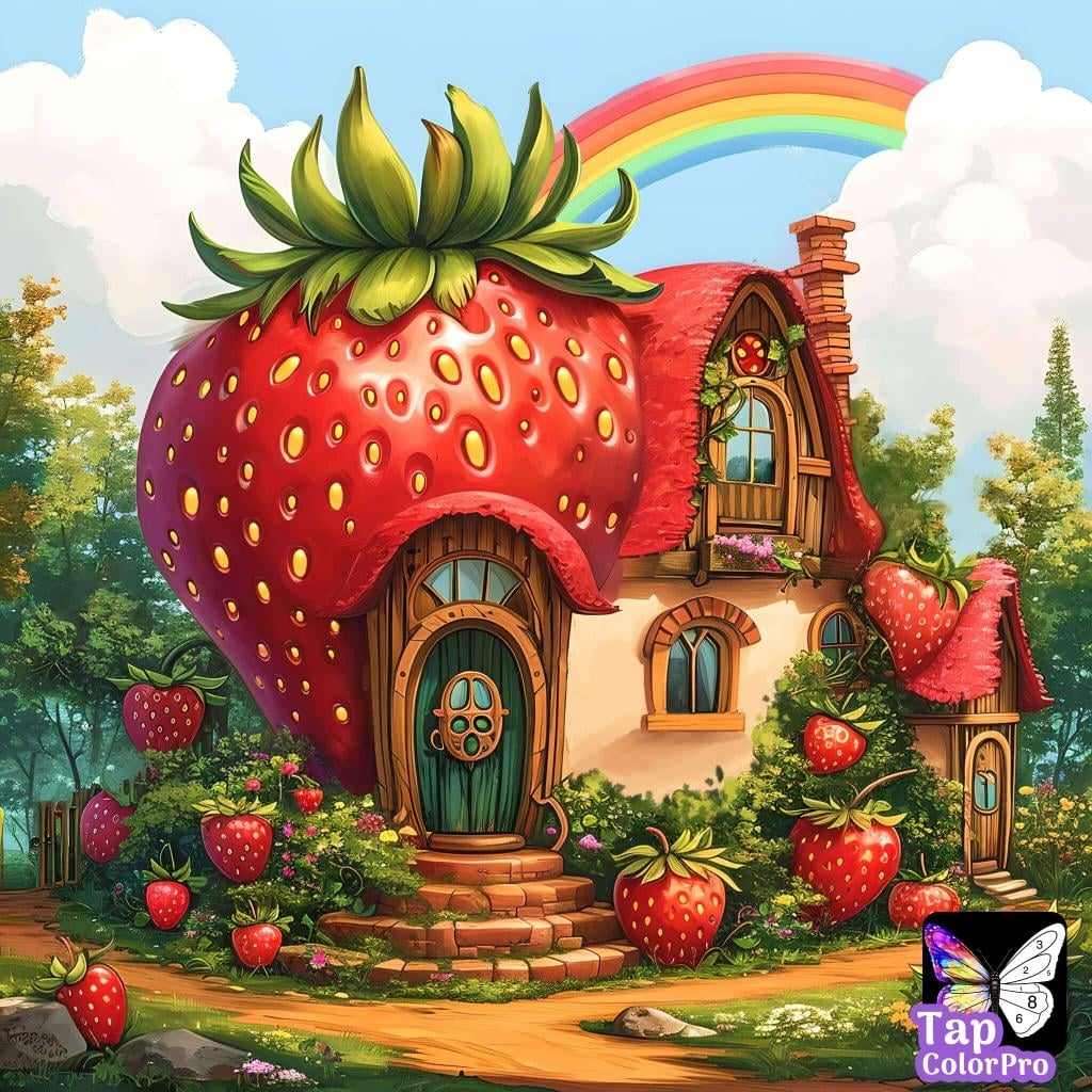 Strawberry house puzzle online from photo