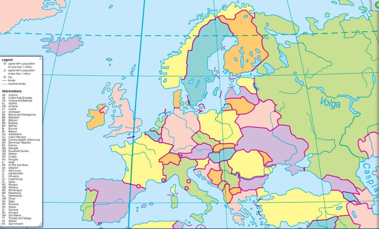 Map of Europe online puzzle