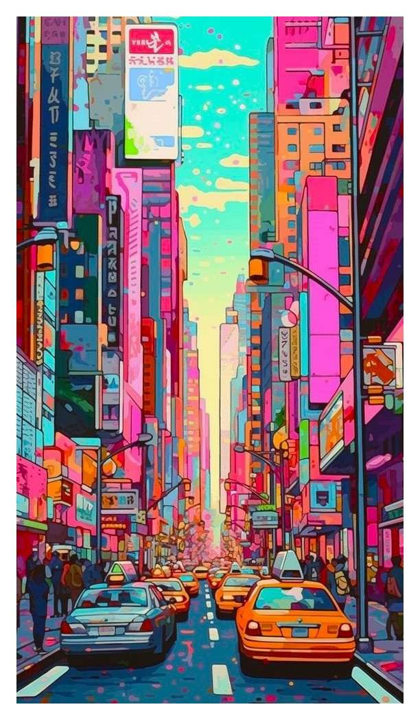 Technicolor City Street Colorful онлайн пъзел