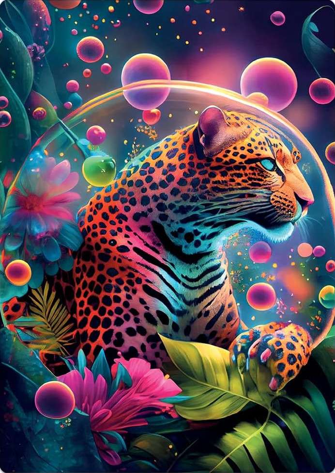 Jaguar néon puzzle online a partir de fotografia