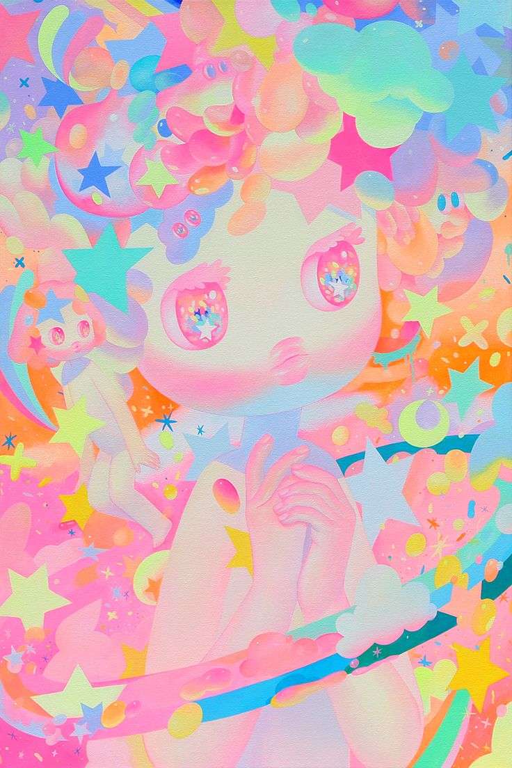 cartaz sonhador de néon kawaii puzzle online