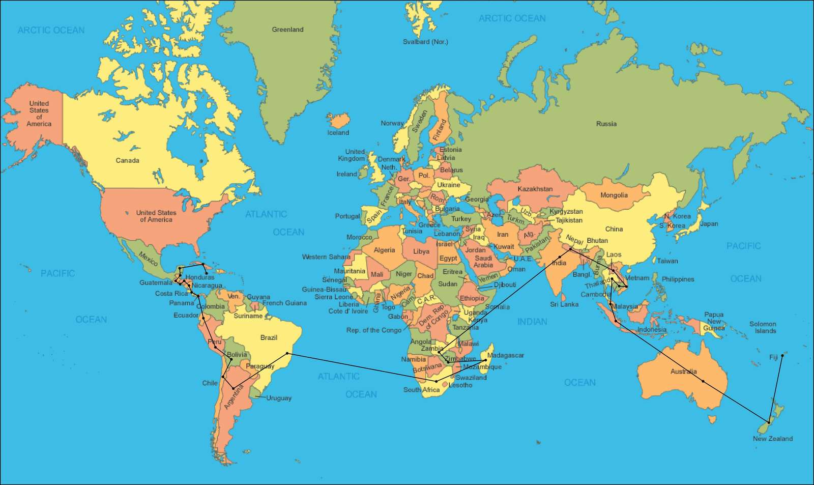 Karte der Welt-Puzzle Online-Puzzle