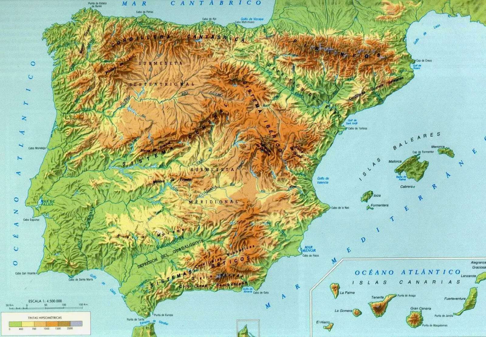 PHYSICAL MAP OF SPAIN puzzle online from photo