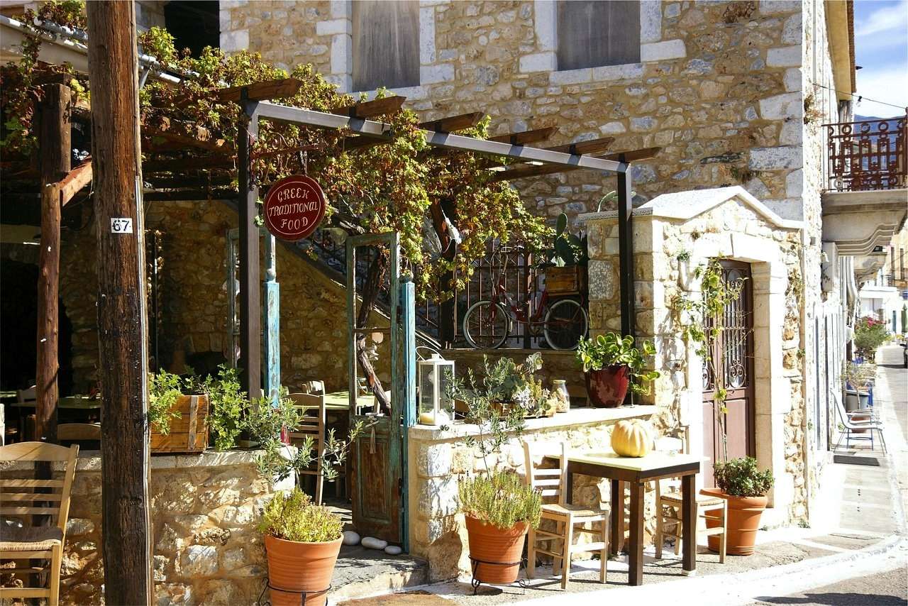 Restaurante grego puzzle online a partir de fotografia